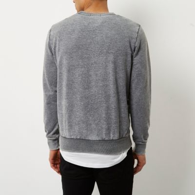 Grey distressed burnout sweatshirt
